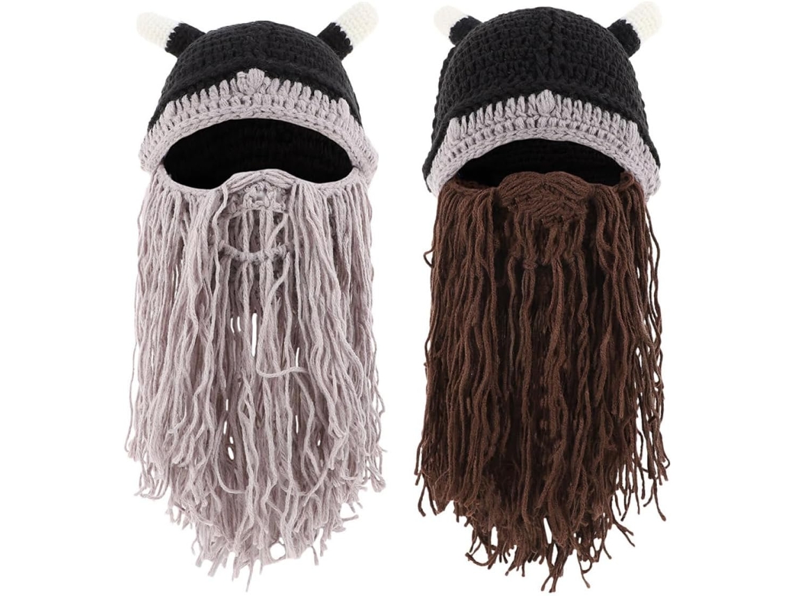 Conjunto De Cosplay Viking De 2 Peças Com Chapéu E Boné, Barba, Gorro