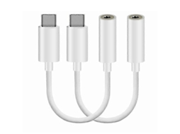 2 Unidades de Cabos Adaptadores Áudio Auxiliares com Conector Usb c Macho para Fone Ouvido 3,5 Mm Fêmea Jikaix AQUAFORGE