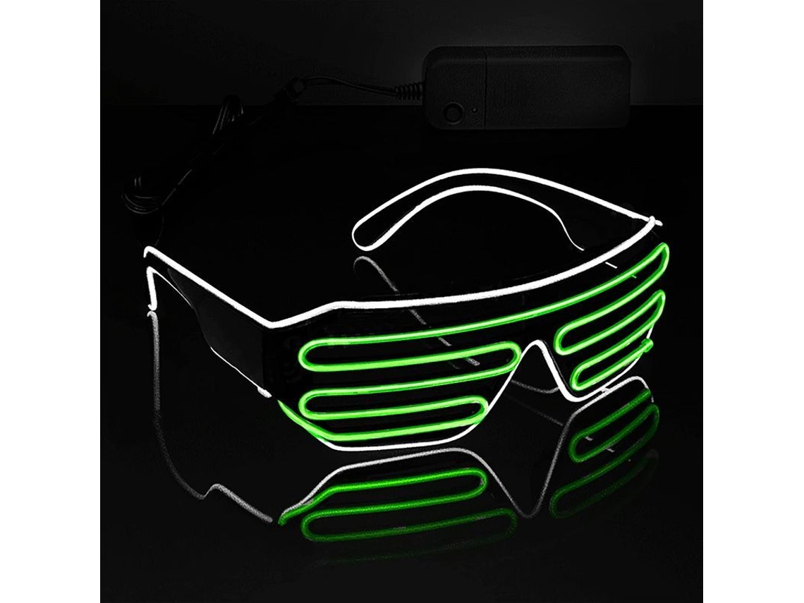 Óculos de Sol LED Brilhantes e Luminosos para Festas, EDM e Halloween RB01 (Branco + Verde)