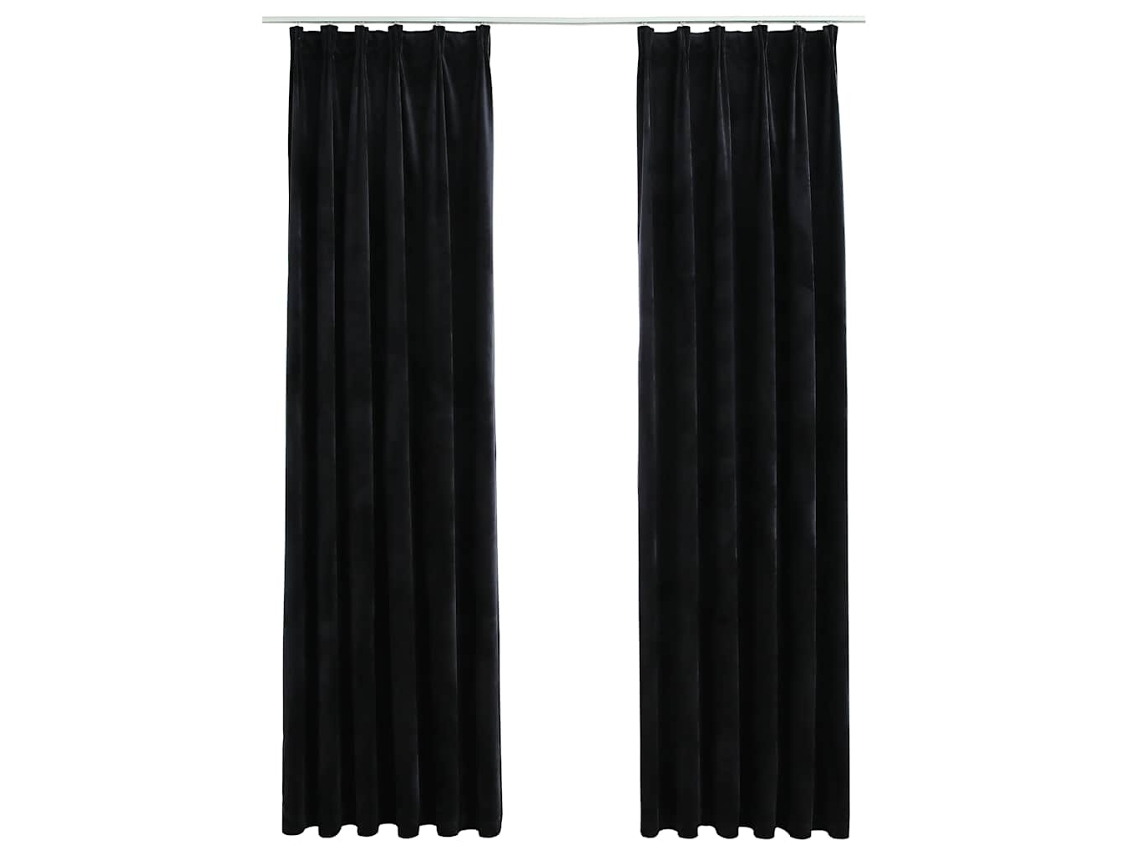 Maison Exclusive - Cortinas Blackout Com Ganchos 2 Pcs 140x245 Cm Veludo Preto