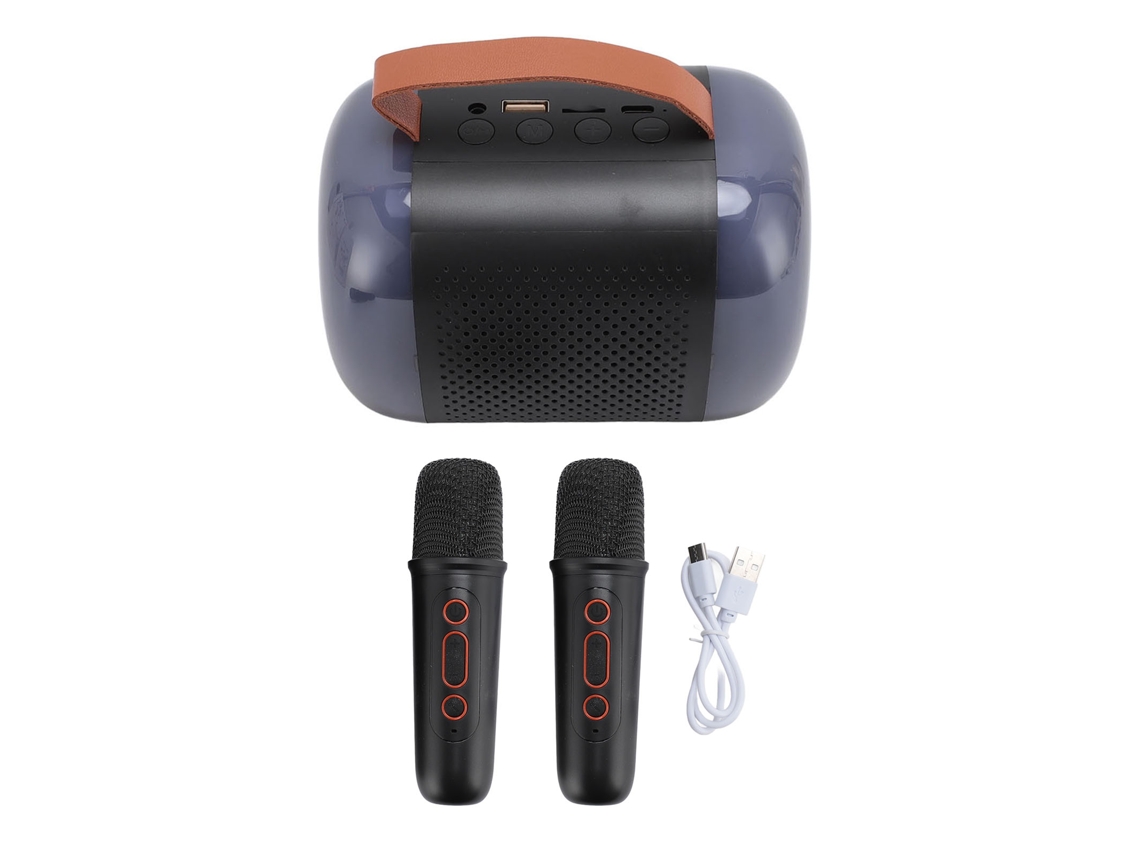 Máquina de Karaokê EOOCOO com Alto Falante RGB e 2 Microfones Sem Fio
