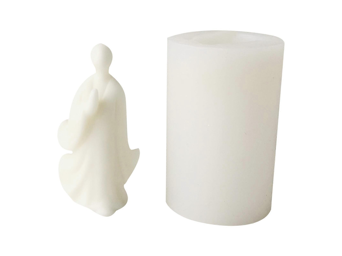 Molde De Silicone Em Formato De Jovem Monge Para Velas, Gesso, Argila, Sabonete, Resina Epóxi, Pudim, Gelatina E Decoração De Bolos.