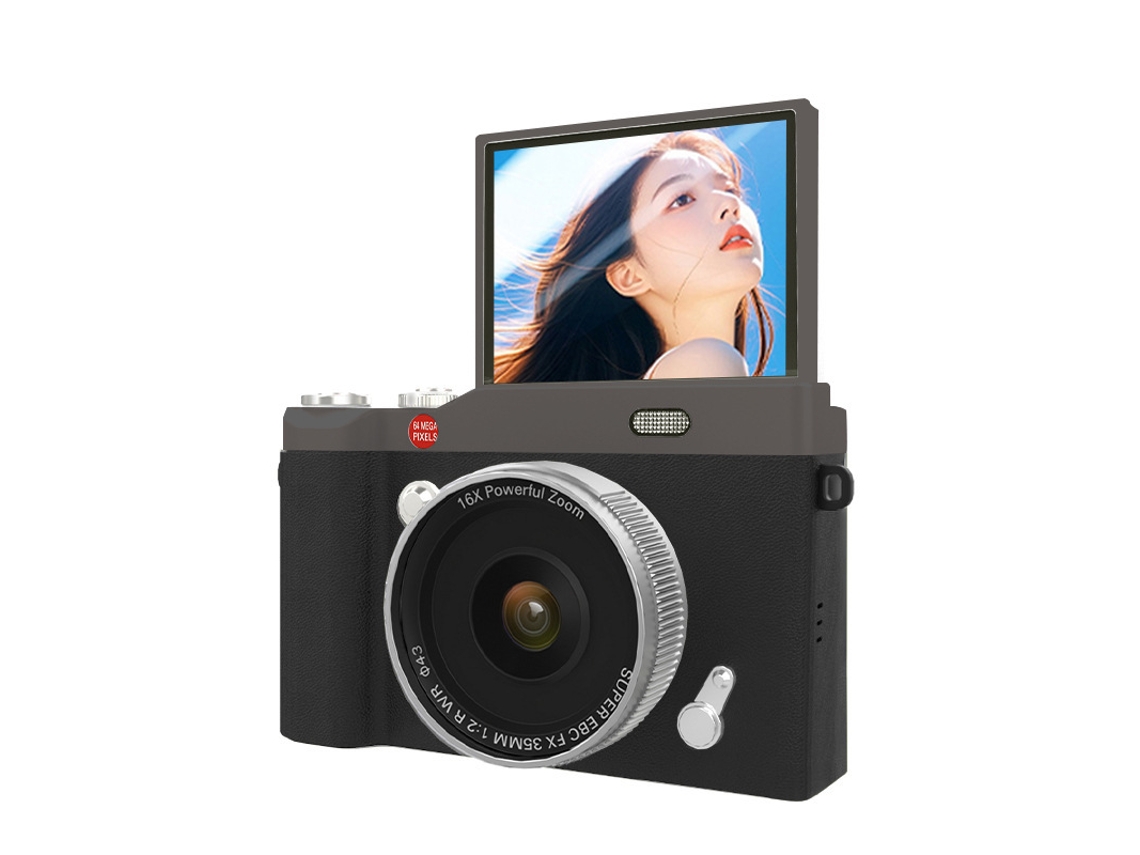 Câmara Digital Tela Articulada De 2,4 Polegadas, Autofoco Af (preto - Cartão De 64 Gb) Cuich