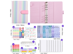 Eco Friendly Loose Leaf Notebook, Lined Grid, Refillable Rainbow Stripe Gradient With Bonus Kit 12-budget Cards
