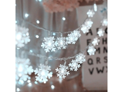 Luces De Natal, Luces De Copo De Neve 19,6 Pés 40 Led Bateria Impermeável Branco