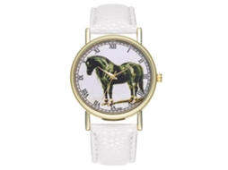 Reloj De Cuarzo Unisex Casual Con Diseño De Caballo Negro Elegante (blanco)