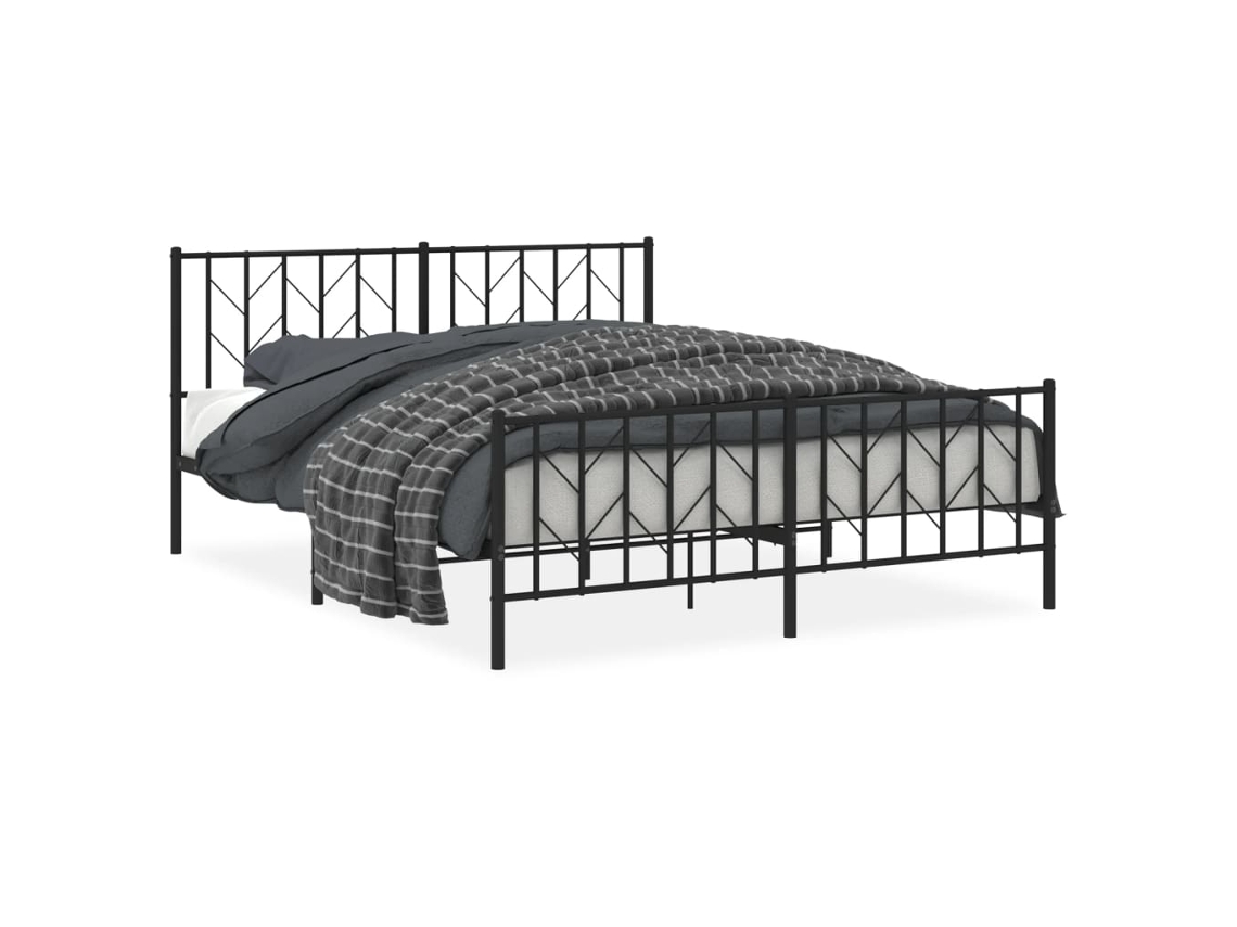 Bed Frame, Bed Frames Vidaxl Preto Aço (160 X 200 Cm)