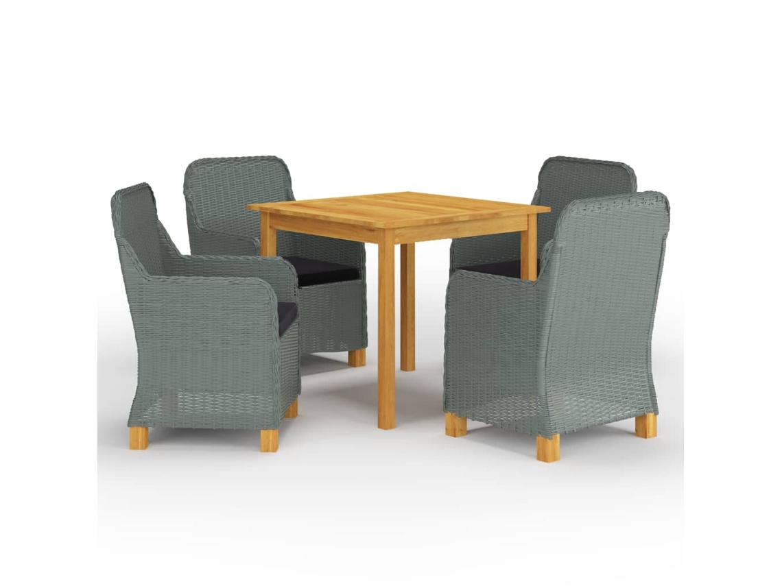 Vidaxl 5 Pcs Conjunto De Jantar Para Jardim Cinzento-claro