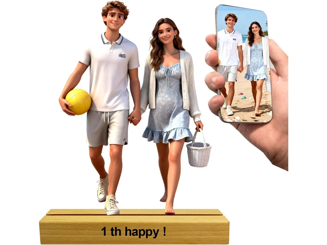 Porta, Retratos Personalizados Com Luz Noturna, Estatueta De Casal Em Estilo Cartoon Feita A Partir De Foto, O