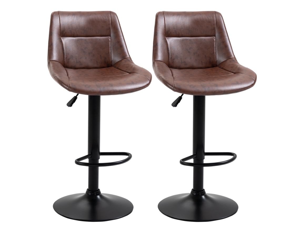 Conjunto de 2 bancos de bar S/MARCA, altura ajustável, com apoio para os pés, 46,5x50x108cm, preto/marrom