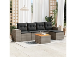 Conjunto de 6 sofás de jardim com almofadas Vime Cinza Dkd Home Decor