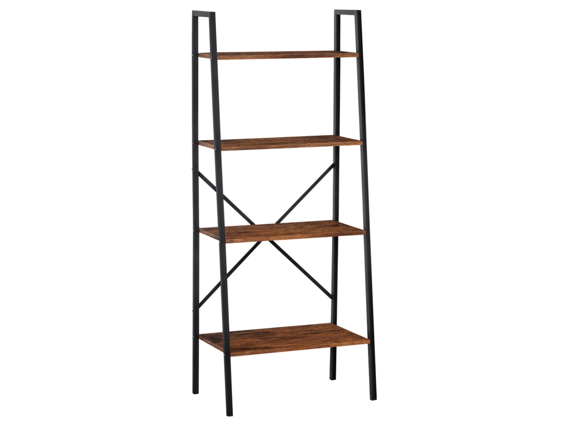 Prateleira de Estante Mdf, Steel Cor Preto e Madeira 60x35x145 cm Homcom