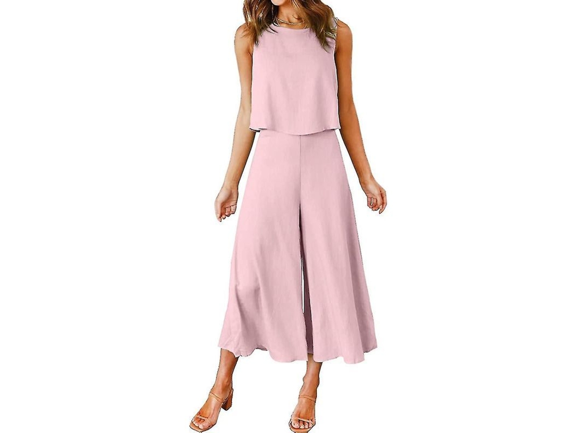 2026 conjunto de Verano para Mulher Roylamp: Blusa de Gola Redonda e Calças Curtas Amples