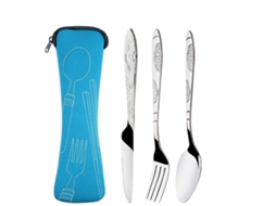 Conjunto de Talheres de Três Peças para 1pc Conjunto Floral Rico ZYBLSSBB (azul celeste)