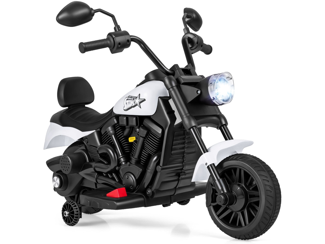 Motocicleta Elétrica Infantil Estilo Chopper Com Música E Luzes, Branca