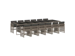Conjunto de 13 Jantar para Jardim com Almofadões Vime Pe Cinzento MAISON EXCLUSIVE
