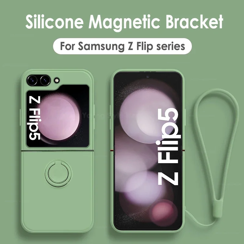 (green Z Flip 6) Capa Protetora Traseira Com Suporte Magnético Blindado À Prova De Choque