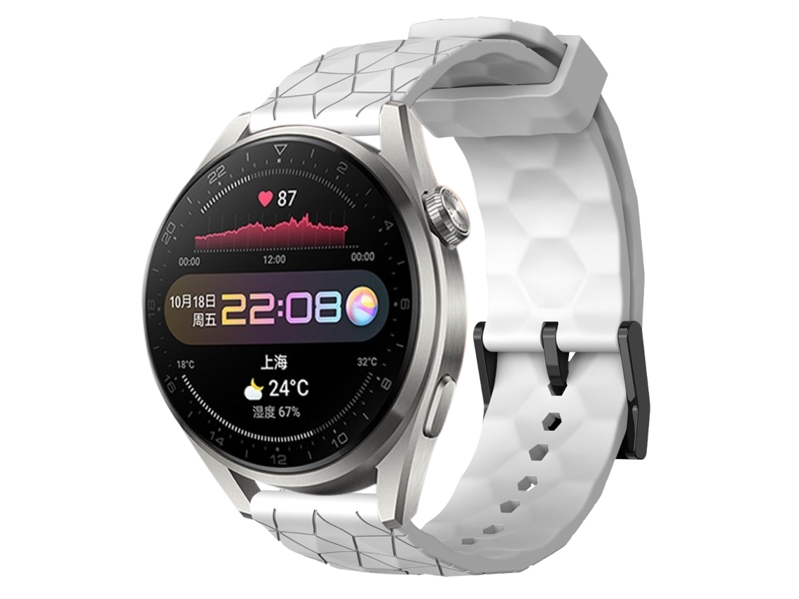 Bracelete de Smartwatch para Huawei Watch 3 Pro 22mm Padrão de Futebol Pulseira de Silicone de Cor Sólida (Branca)