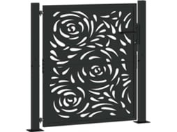 Portão Do Jardim Vidaxl Preto Aço Resistente Às Intempéries (105 X 105 Cm)