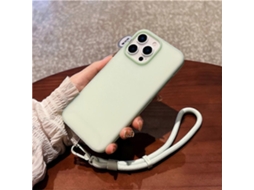 Capa Tkdaddy Para Iphone 14 Pro Max Em Silicone Líquido Transparente Com Alça De Pulso Verde