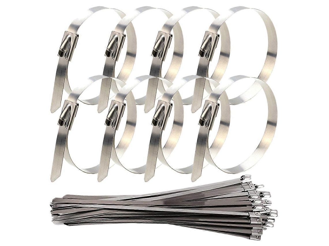 Conjunto de 30 abraçadeiras multifuncionais autotravantes em aço inoxidável para uso externo e reparos, 30 x 0,46 x 0,1 cm, cor prata.