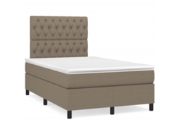 Cama Boxspring C/ Colchão 120x190cm Tecido Castanho-acinzentado