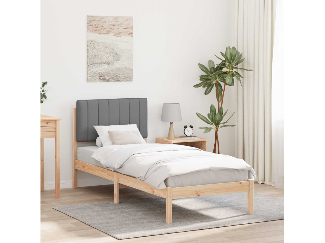 Vidaxl Estrutura De Cama Com Cabeceira Estofada Cinzento-claro