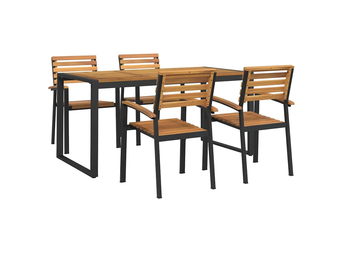 Maison Exclusive - Conj. Jantar P/ Jardim 5 Pcs Madeira De Acácia Maciça E Metal
