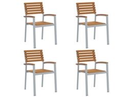 Conjunto 4 Assentos De Jardim Vidaxl Castanho Madeira De Acácia Maciça (56 X 57 X 87 Cm)