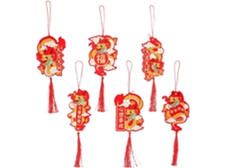 Conjunto 6 Enfeites Papel Tradicionais Chineses Decoração Chinês 2024 Ideais Escritórios Centros Comerciais GOKOCO