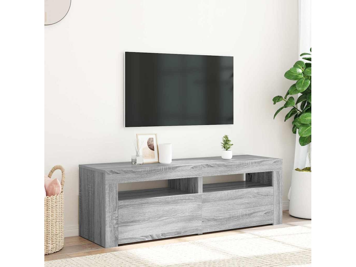 Vidaxl Móvel De Tv Com Luzes Led 120x35x40 Cm Cinzento Sonoma