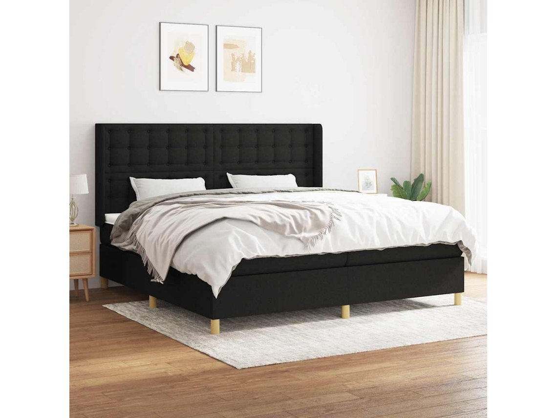 Vidaxl Cama Com Molas/colchão 200x200 Cm Tecido Preto