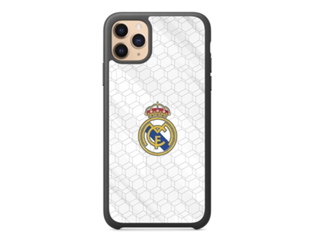 Capa Oficial REAL MADRID Branca Equipe para iPhone 11 Pro Max - PhoneCases3D (3D TPU Preta Protetora - Branco)