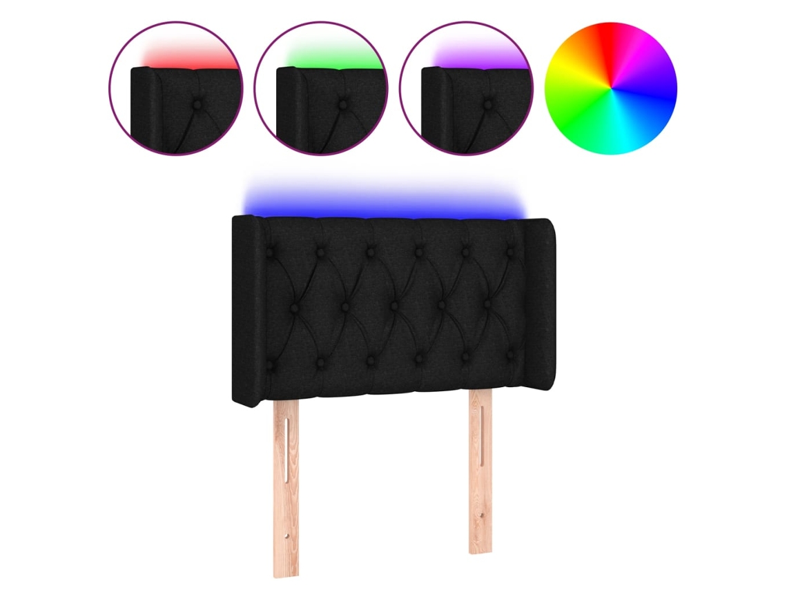 Cabeceira de Cama com Luzes Led Tecido Preto MAISON EXCLUSIVE (83x16x78 cm)