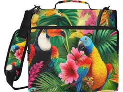 Bolsa Vibrante Com Estampa De Folha Papagaio, Organizador De 3 Argolas, Resistente A Respingos E Com Zíper, Ideal