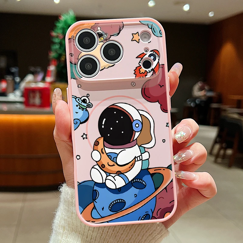 (rosa) Capa Magnética Fofa Com Estampa De Astronauta Para Iphone 14, Resistente A Impactos.