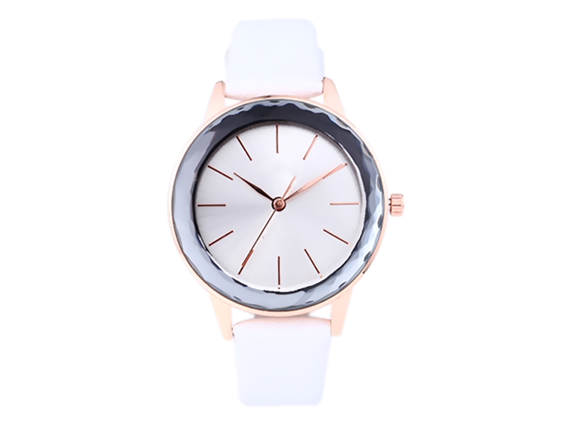 Relógio de Pulso Feminino de Quartzo com Mostrador Redondo Casual Elegante Branco