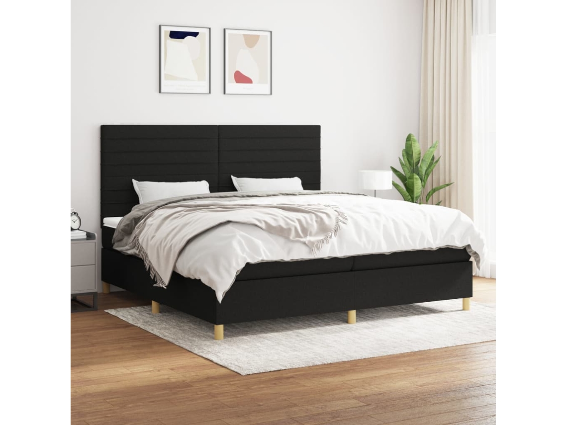 Vidaxl Cama Com Molas/colchão 200x200 Cm Tecido Preto