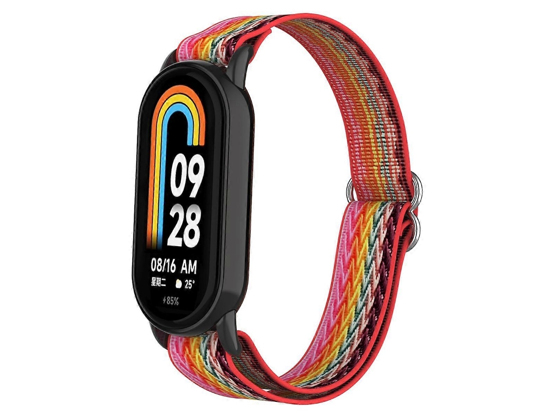 Pulseira De Nylon Elástica Ondulada Com Plugue De Plástico Para Xiaomi Smart Band 9/8