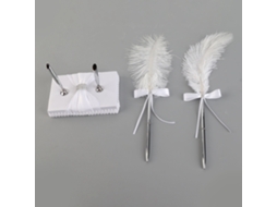 Conjunto de Canetas de Casamento com suporte e esferográfica em plástico branco | S/MARCA