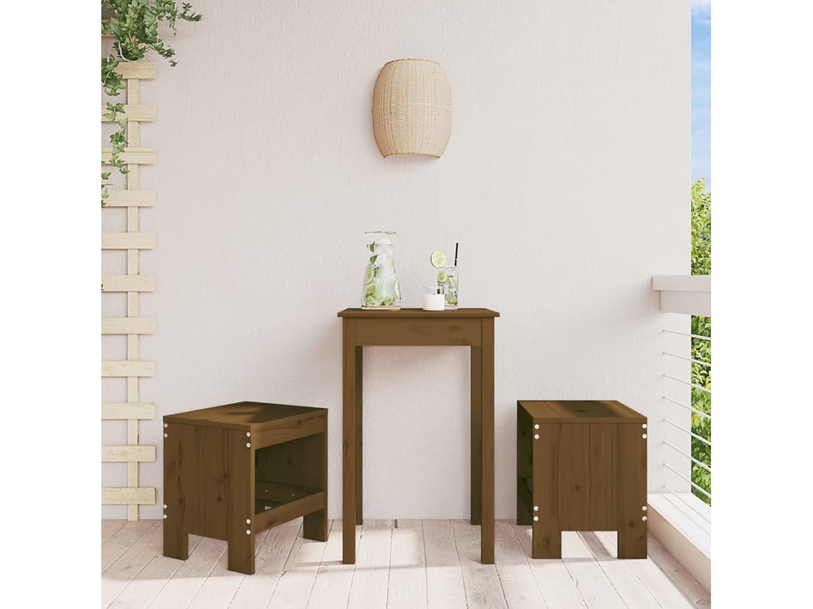 Bancos De Jardim 2 Pcs 40x36x45 Cm Pinho Maciço Castanho Mel Dkd Home Decor