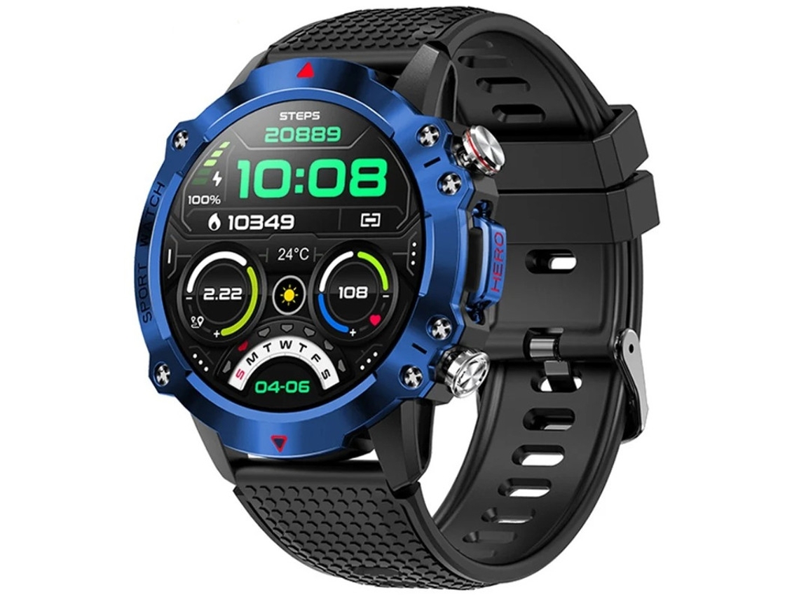 Relógio inteligente Bestvite com tela HD, chamadas Bluetooth, monitoramento de saúde ao ar livre, vários modos esportivos, azul