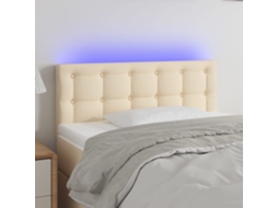 Cabecero con luces LED, tela, 100x5x78/88 cm, color crema