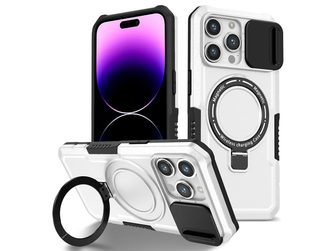Suporte Casa Para Iphone 14 Pro Max Pele Sintética Magnética Preto