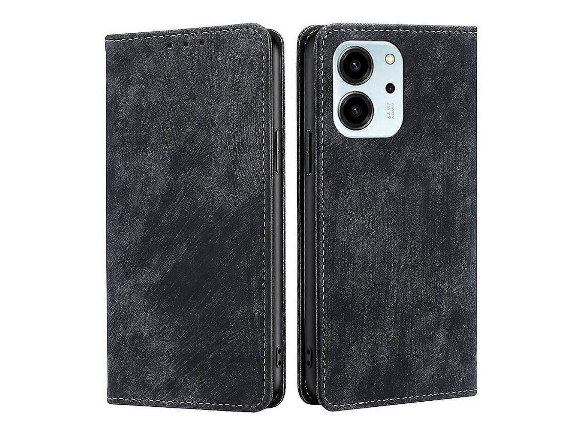 Capa De Celular Em Couro Escovado Magnético Anti-roubo Rfid Para Honor 80 Se