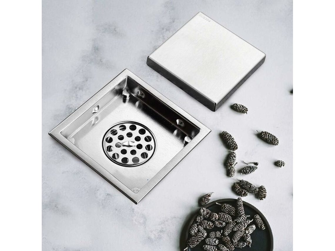 Ralo De Piso Quadrado Para Chuveiro, 4 Polegadas, Com Proteção Anti-odor, Adequado Para Banheiro, Cozinha, Varanda
