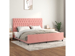 Vidaxl Estrutura de Cama C/ Cabeceira 200x200 Cm Veludo Rosa
