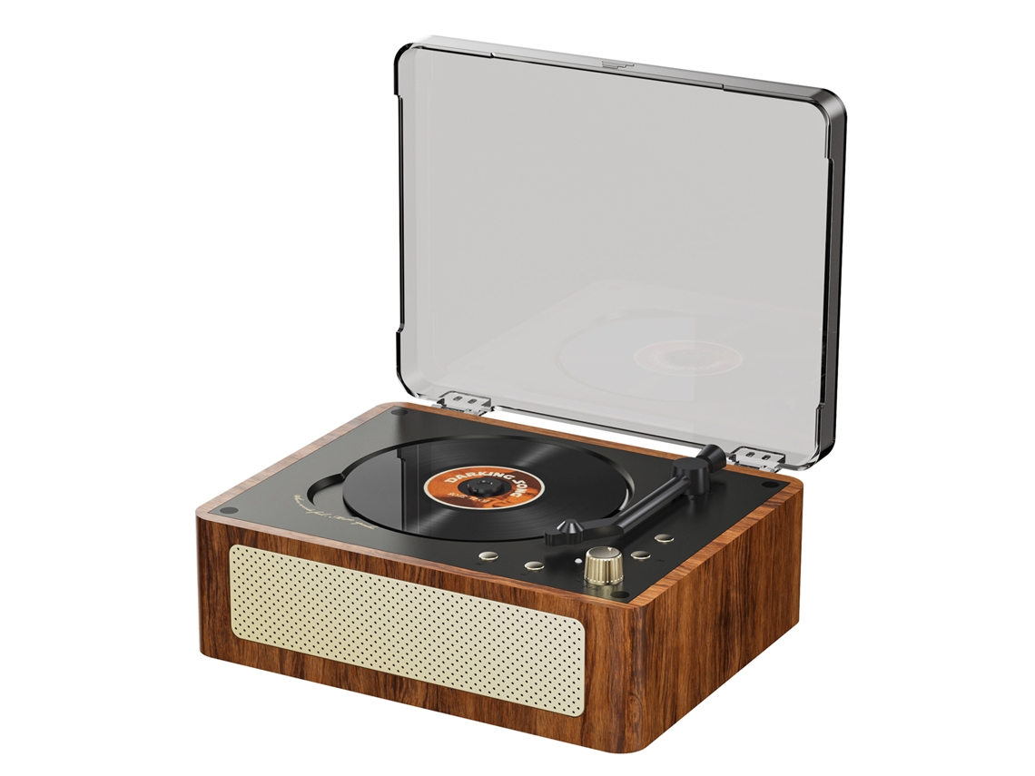 Tocador De Cd De Madeira Vintage Portátil Bt Com Alto-falantes Hi-fi Recarregável Desktop Com Controle Remoto