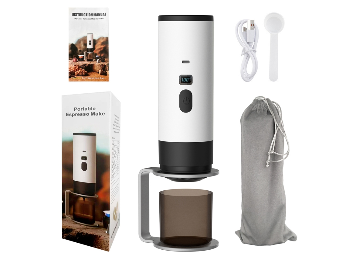 CAFETEIRA PORTÁTIL CZHHMART Design 3 em 1 autoaquecível, compatível com pó e cápsulas, com suporte, branco
