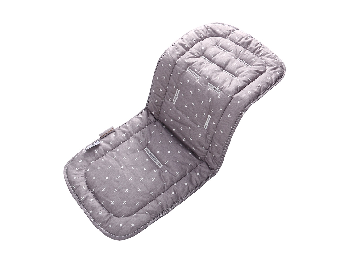 Almofada de Assento para Carrinho de Bebê, Algodão, Branco e Cinza AQUAFORGE